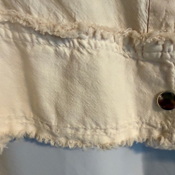 Giocam Cream Frayed Utility Jacket 100% Cotton Peru Cropped - Picture 6 of 14